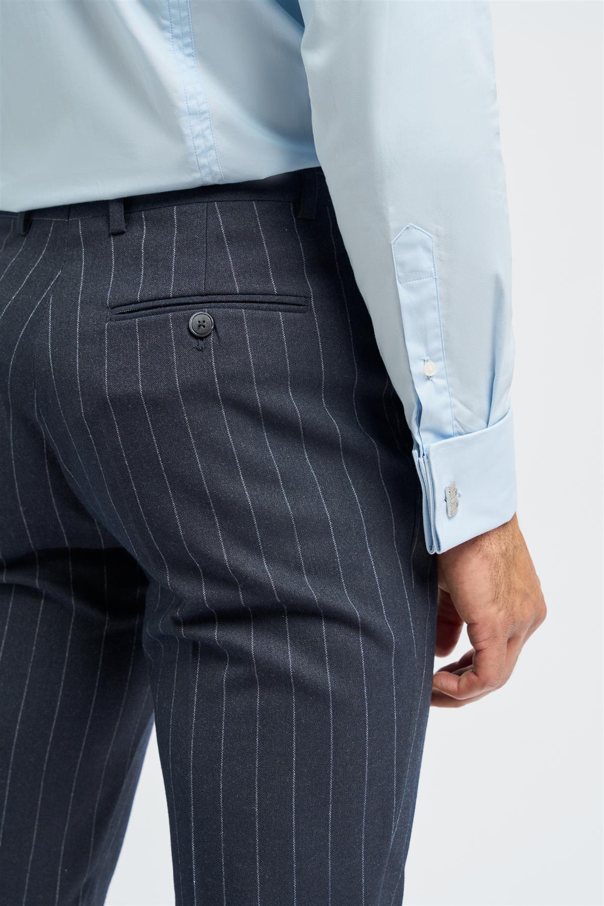 Invincible - Marineblaue Nadelstreifenhose für Herren