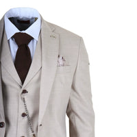 James – Dreiteiliger Herrenanzug in Creme, tailliert