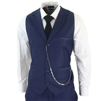 James Men's 3-Piece Navy Blue Tailored Fit Suit