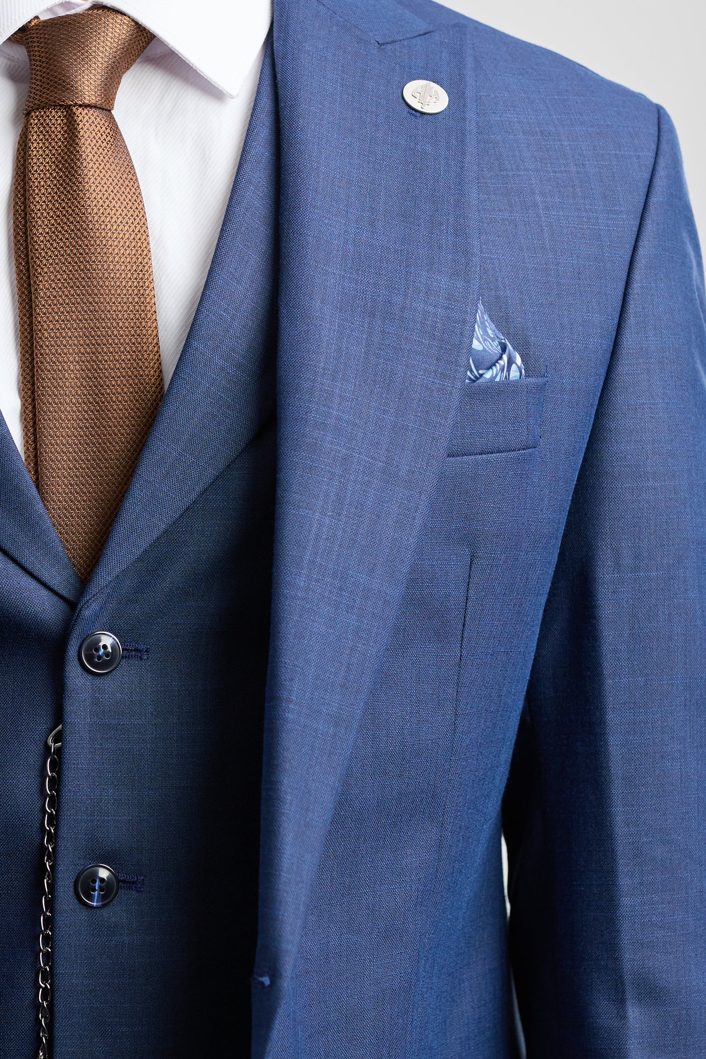 James Herrenanzug, 3-teilig, marineblau, maßgeschneiderte Passform