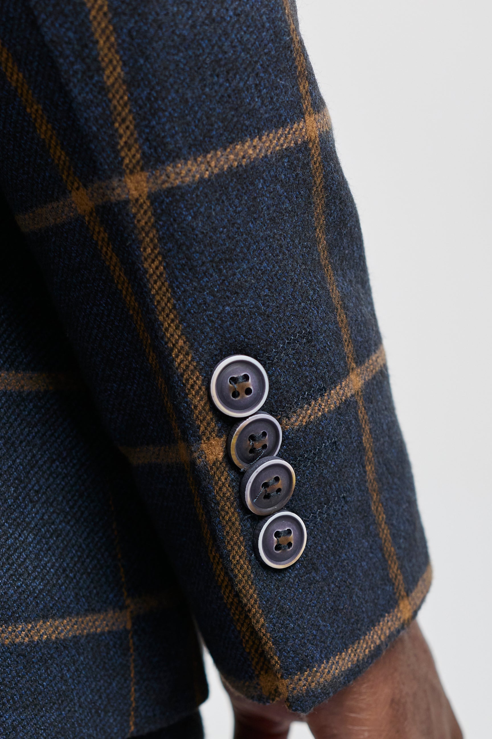 Herrenanzug aus Wolltweed mit Fischgrätenmuster, dreiteilig, Peaky Blinders – Marineblau