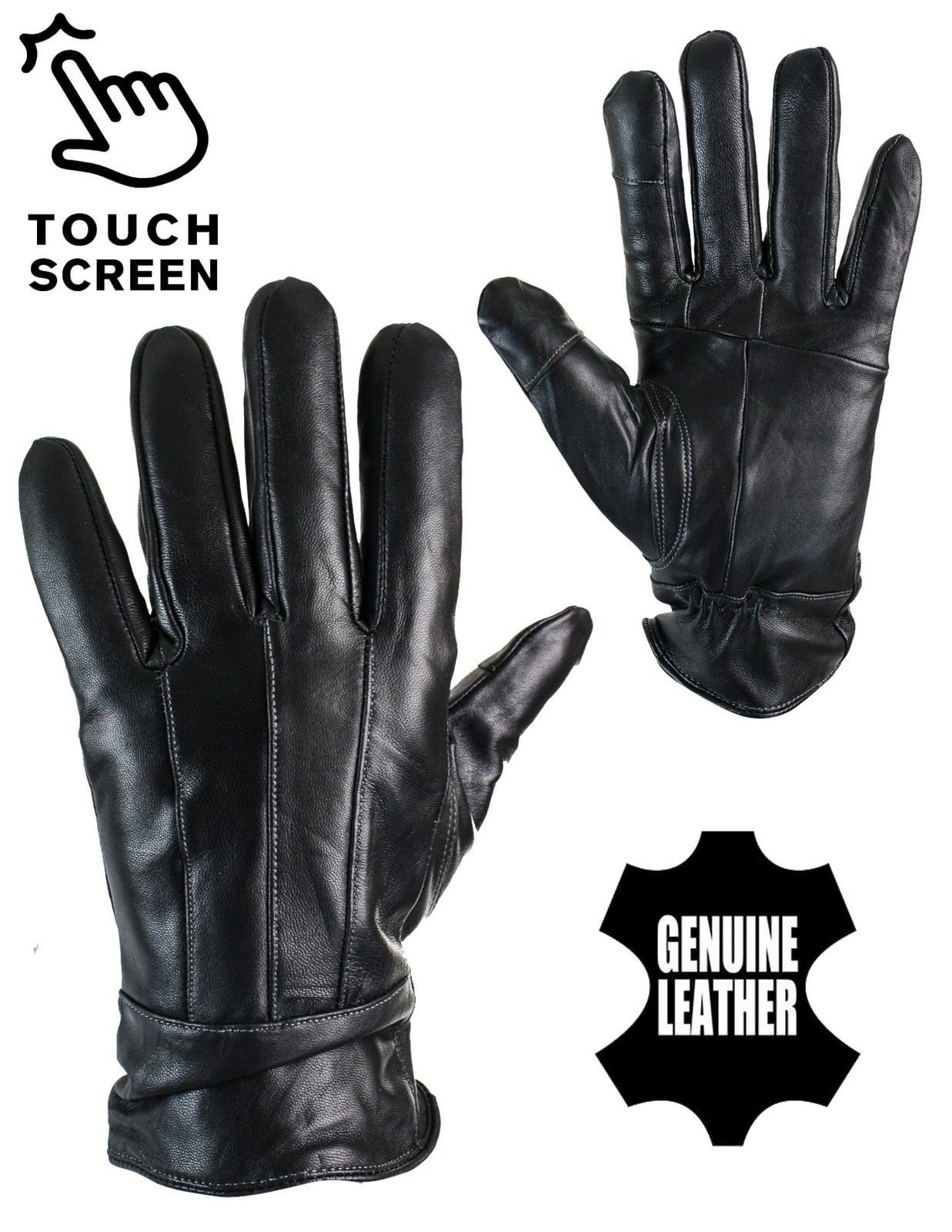 KK IMG 6059 Mens Real Leather Winter Gloves Thermal Lined Warm Driving Gift Touch Screen