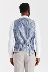 Leo Beige Anzug mit Harris Navy Tweed Weste