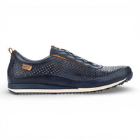 Liverpool – Blaue Herren-Sneaker aus Leder mit elastischem Einsatz