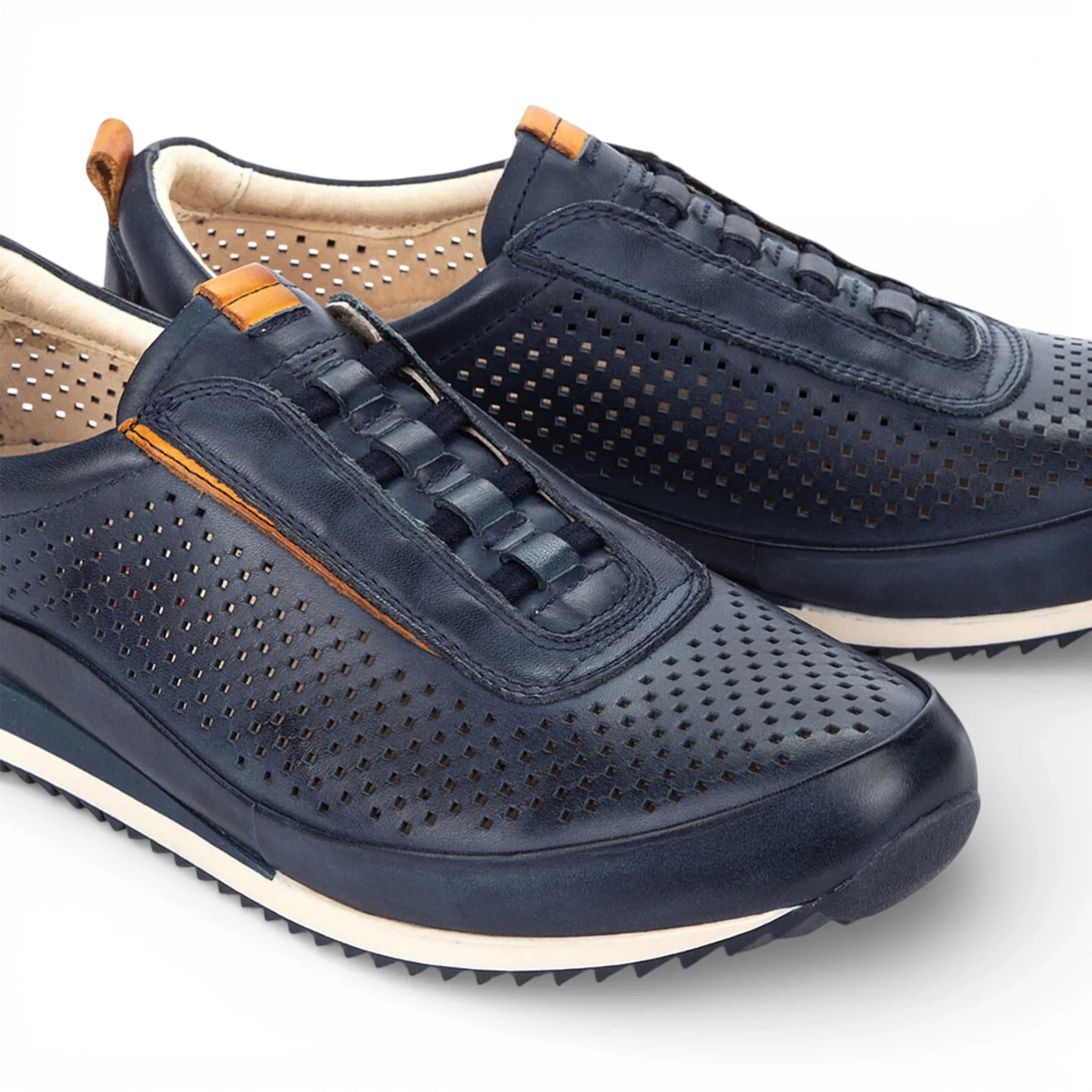 Liverpool – Blaue Herren-Sneaker aus Leder mit elastischem Einsatz
