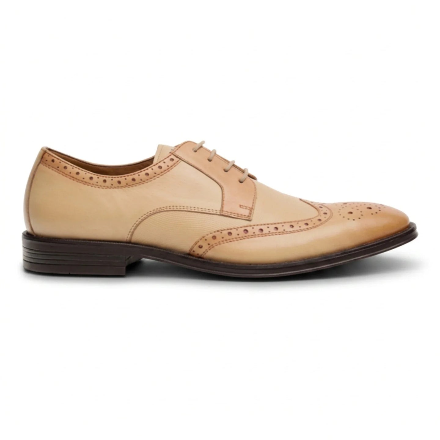 Lorenzo - Herren-Oxfordschuhe aus elfenbeinfarbenem, poliertem Leder