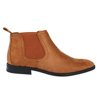 Men's Slip On Tan Brown Suede Leather Lined Chelsea Boots