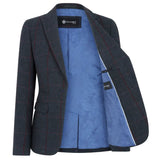 Madrid – Damenblazer aus marineblauem Tweed in taillierter Passform