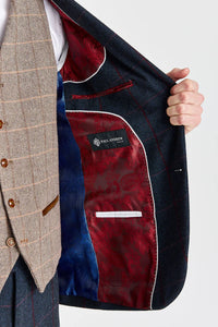 Madrid Navy Anzug mit kontrastierender Harris Brown Tweed-Weste