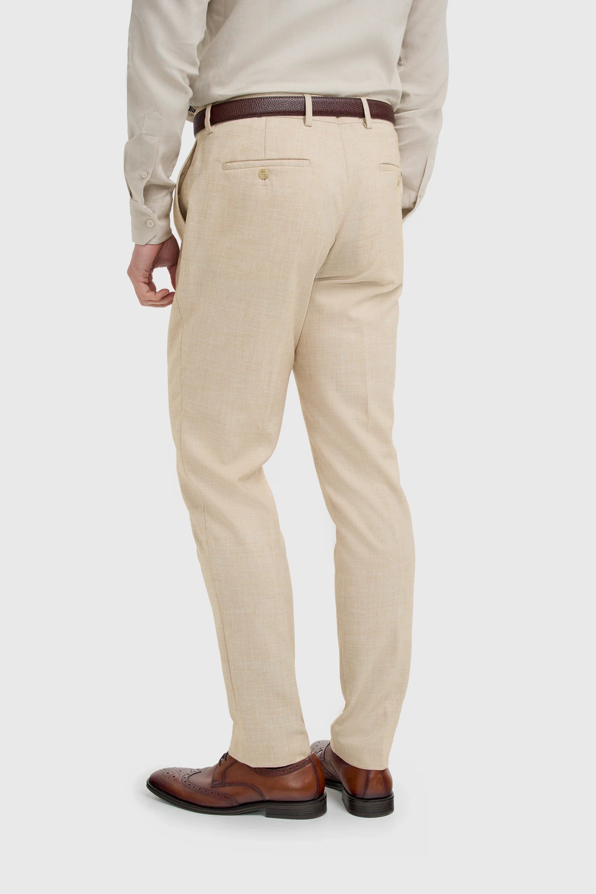 Malibu - Beige 3-teiliger Anzug für Herren mit Struktur