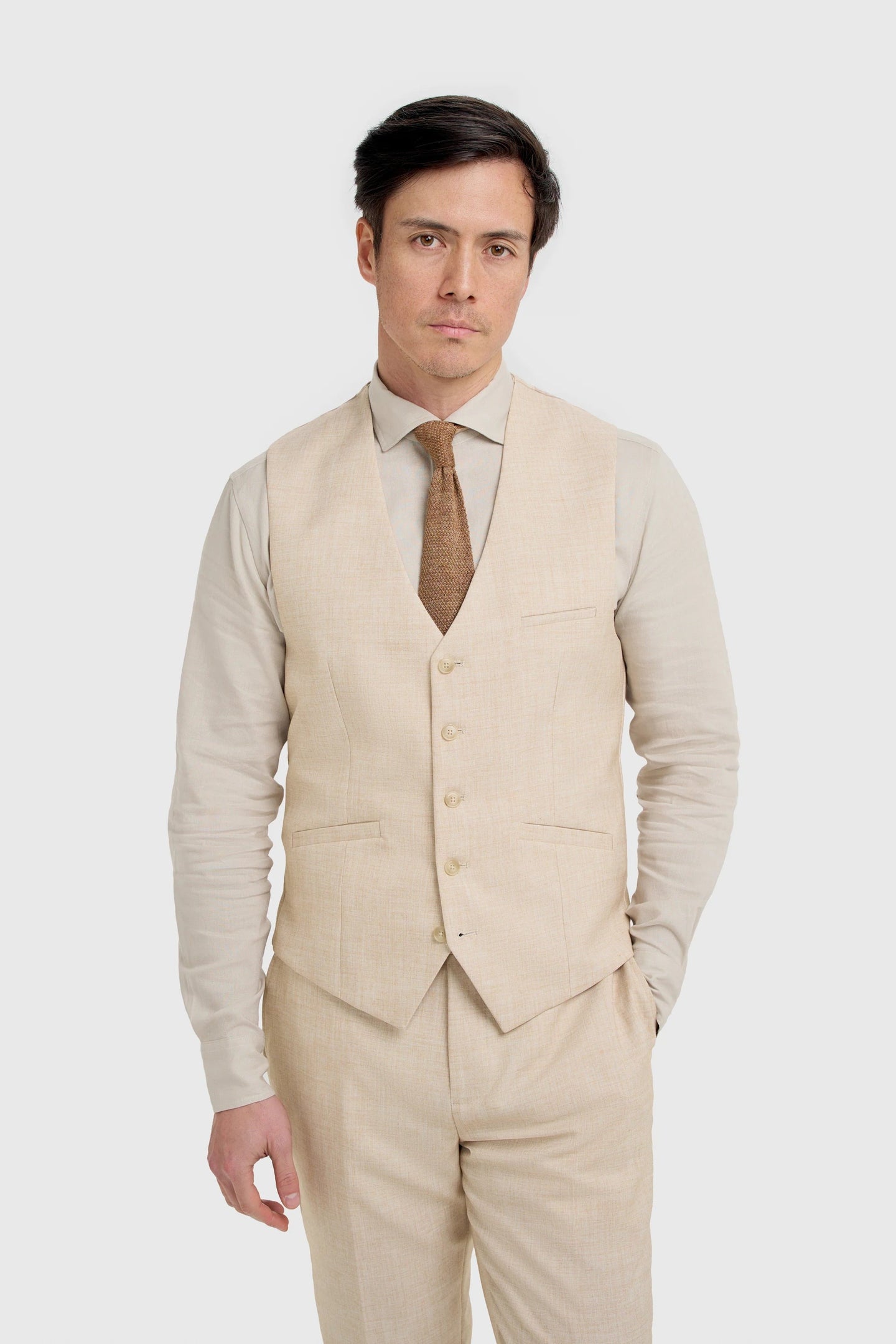 Malibu - Beige Herrenweste mit Struktur