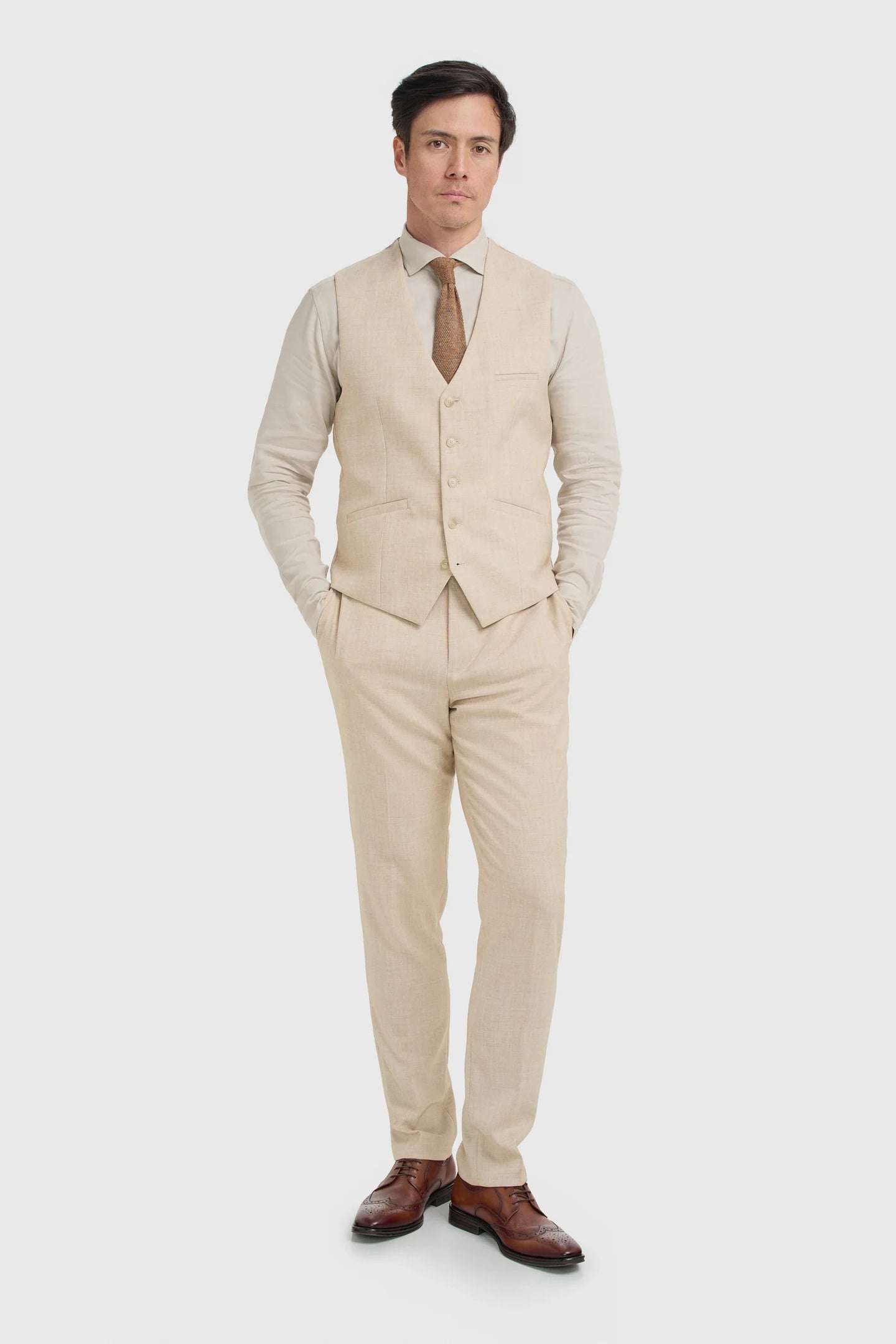 Malibu - Beige Herrenweste mit Struktur