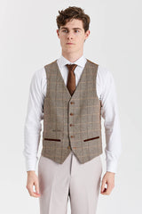 Mayfair Stone Anzug mit strukturierter Oberfläche und Harris Brown Tweed-Weste