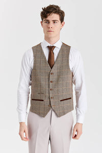 Mayfair Stone Anzug mit strukturierter Oberfläche und Harris Brown Tweed-Weste
