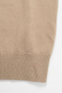 Beiges Strick-T-Shirt für Herren, normale Passform, Rundhalsausschnitt, Kurzarm