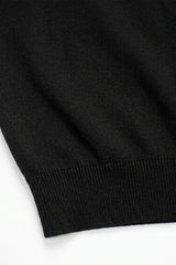 Schwarzes Herren-Strick-T-Shirt, normale Passform, Rundhalsausschnitt, Kurzarm