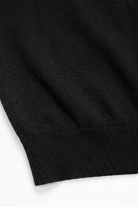 Schwarzes Herren-Strick-T-Shirt, normale Passform, Rundhalsausschnitt, Kurzarm
