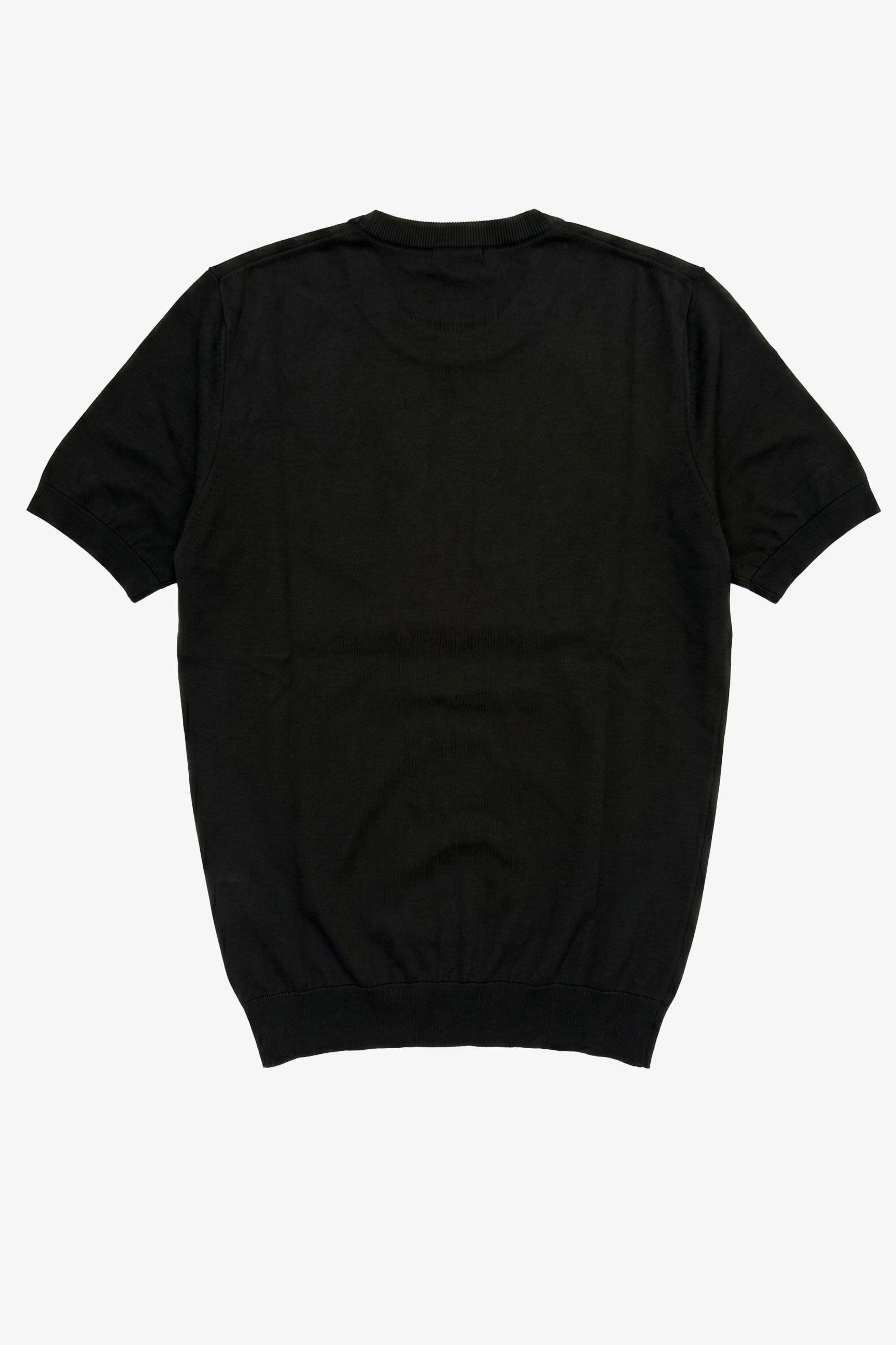 Schwarzes Herren-Strick-T-Shirt, normale Passform, Rundhalsausschnitt, Kurzarm