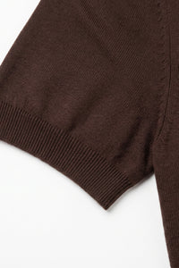 Braunes Herren-Strickshirt, normale Passform, Rundhalsausschnitt, Kurzarm