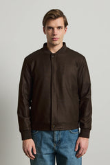 Braune, minimalistische, elegante Bomberjacke für Herren