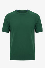 Grünes, klassisches Strick-T-Shirt für Herren, Kurzarm, Rundhalsausschnitt