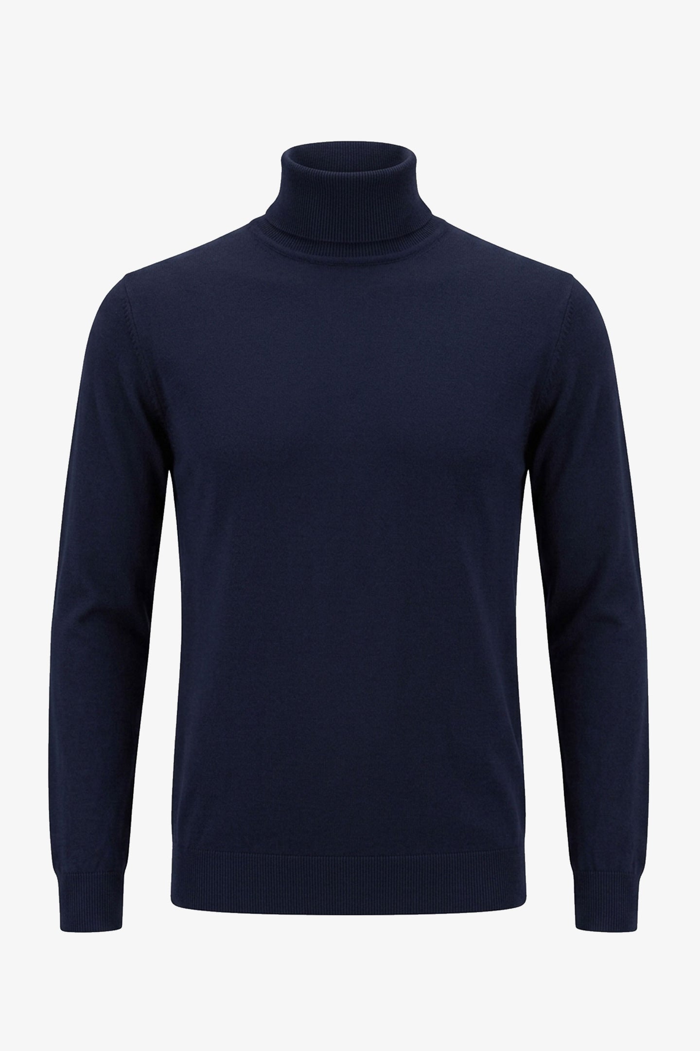 Herren-Rollkragenpullover in Marineblau, weicher Viskose-Mix, Langarm-Strickpullover