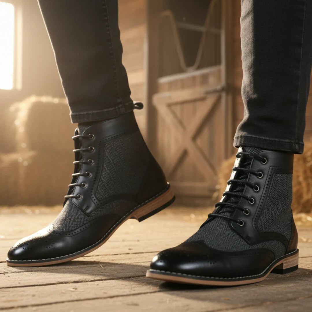 Herren-Brogue-Stiefeletten mit Flügelkappe