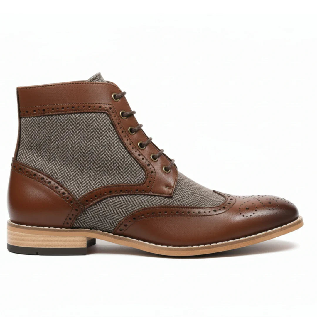 Herren-Brogue-Stiefeletten mit Flügelkappe