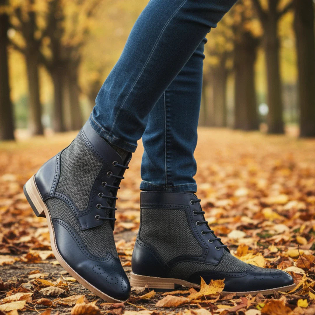 Herren-Brogue-Stiefeletten mit Flügelkappe