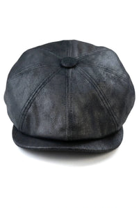 Herren 8 Panel Razor Baker Boy Hut PU Leder Blinders Newsboy Flat Cap Schwarz