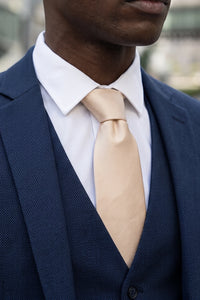 Beige schmale, einfarbige Krawatte für Herren