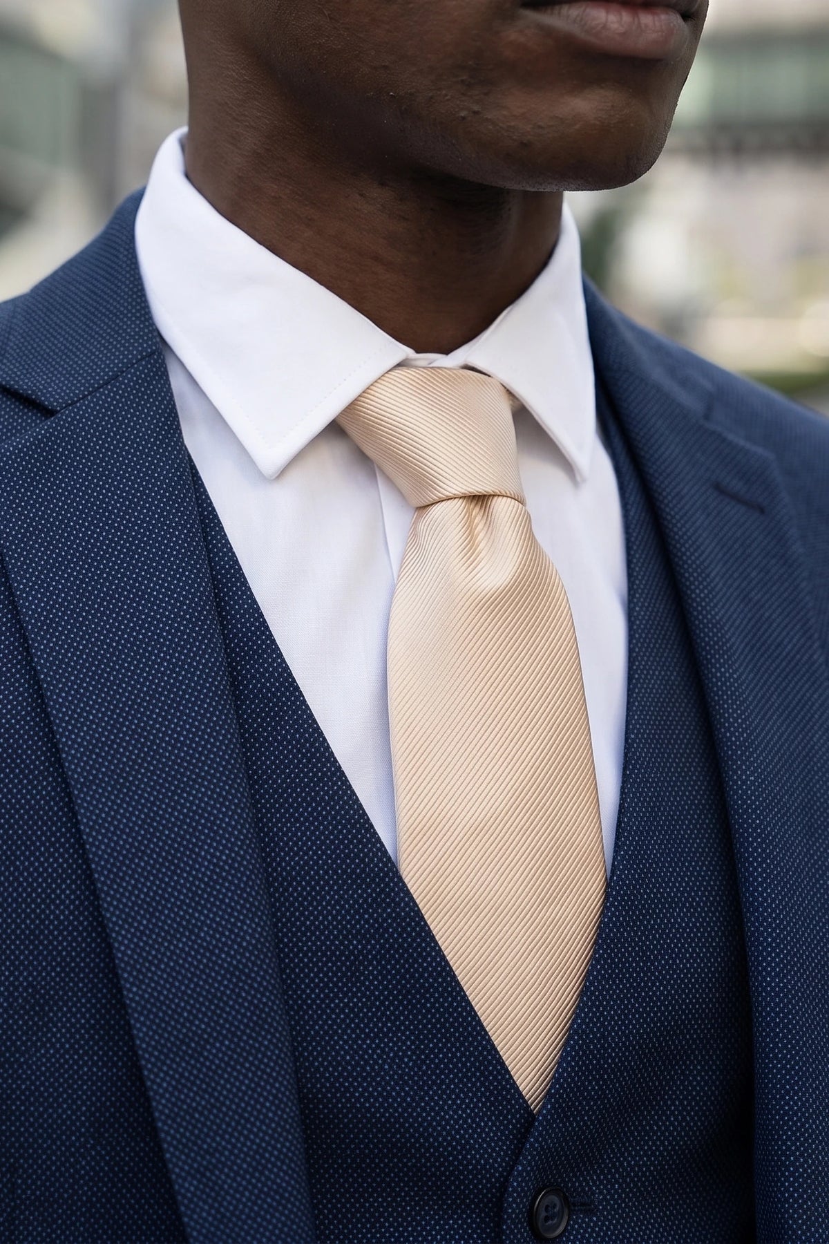 Beige schmale, einfarbige Krawatte für Herren