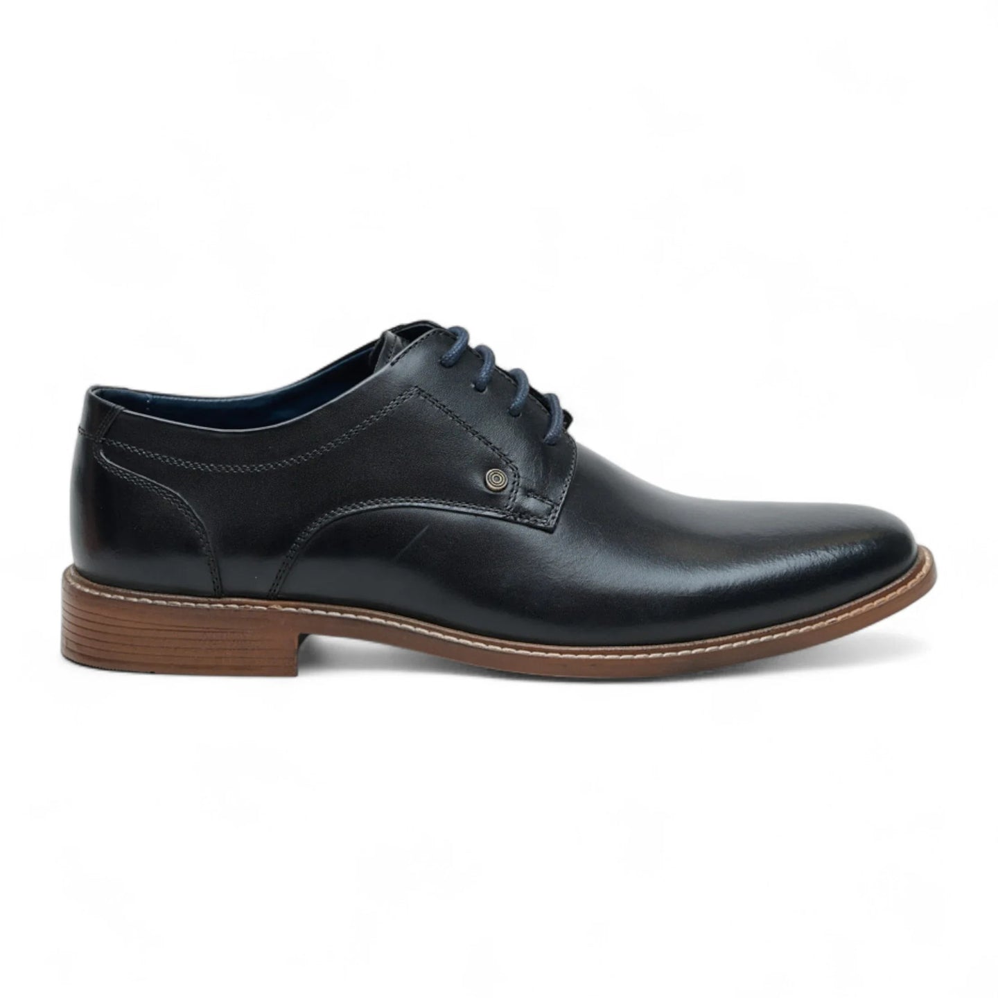 Schwarze, polierte, schlichte Derby-Schuhe für Herren aus Leder