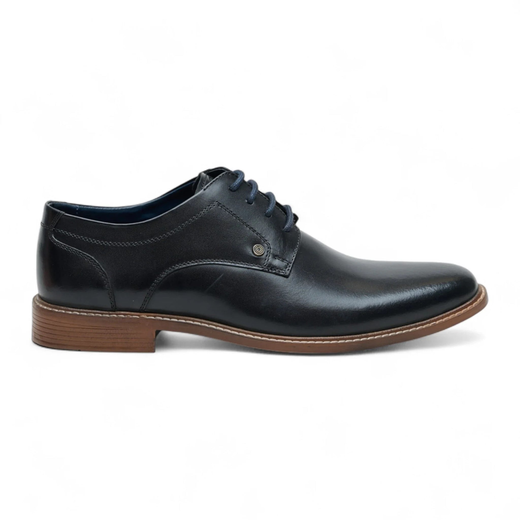 Schwarze, polierte, schlichte Derby-Schuhe für Herren aus Leder