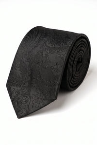 Geschenkset für Herrenkrawatten mit schwarzem Paisley-Muster