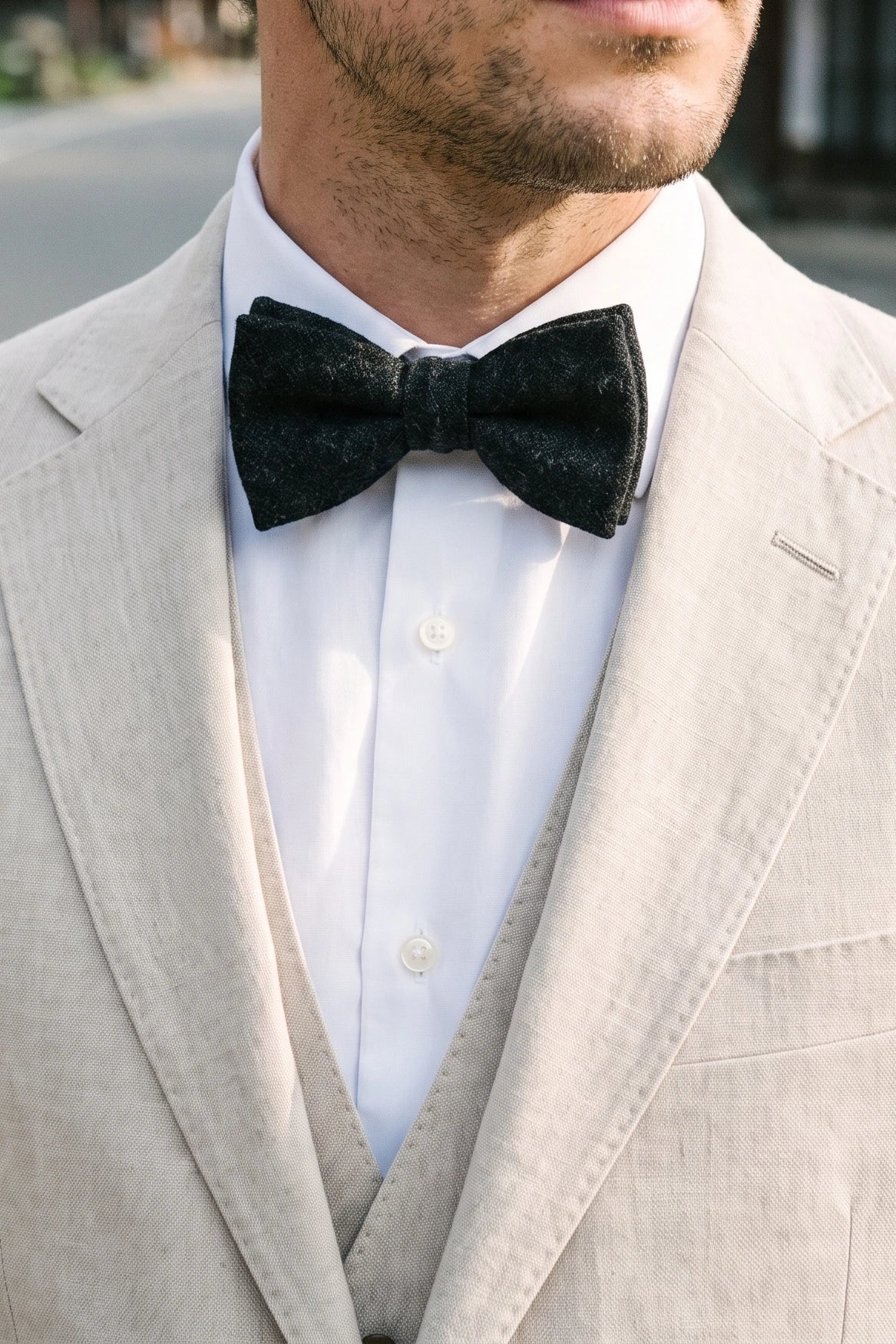 Schwarze Tweed-Fliege für Herren
