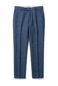 Dion - Blaue Tweedhose mit Fischgrätenmuster und Karomuster für Herren