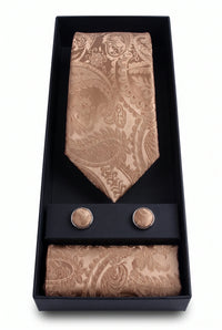 Geschenkset für Herrenkrawatten mit bronzefarbenem Paisley-Muster