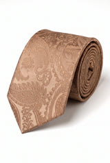 Geschenkset für Herrenkrawatten mit bronzefarbenem Paisley-Muster
