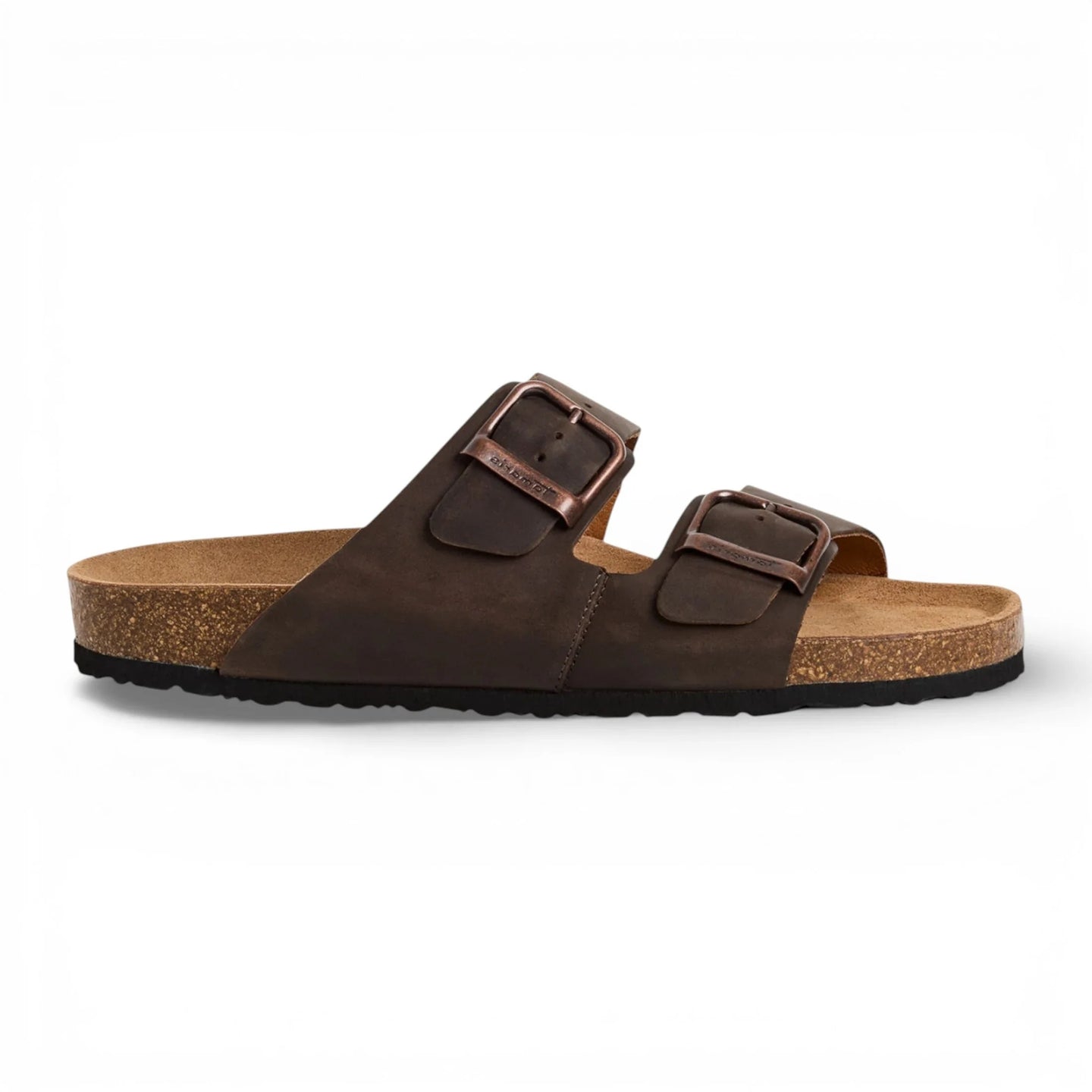 Braune Herren-Sandalen aus Leder zum Hineinschlüpfen mit Fußbett