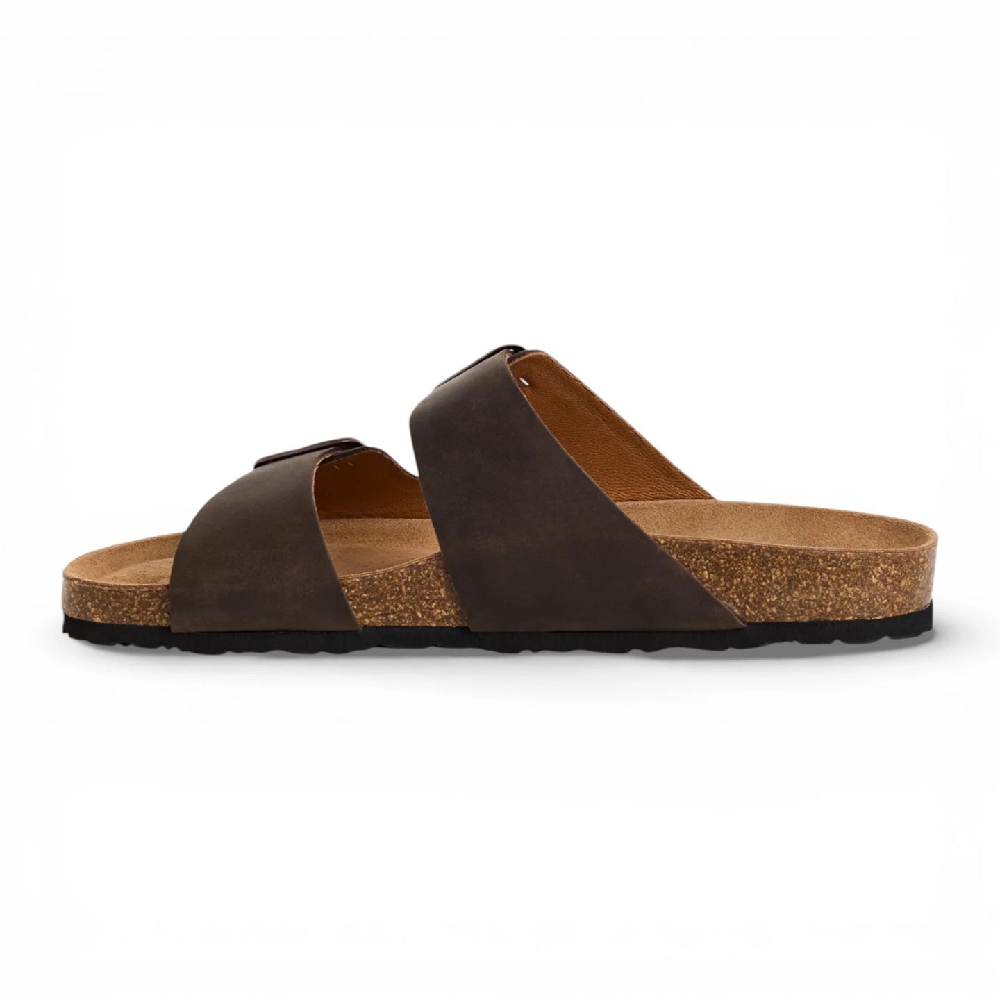 Braune Herren-Sandalen aus Leder zum Hineinschlüpfen mit Fußbett