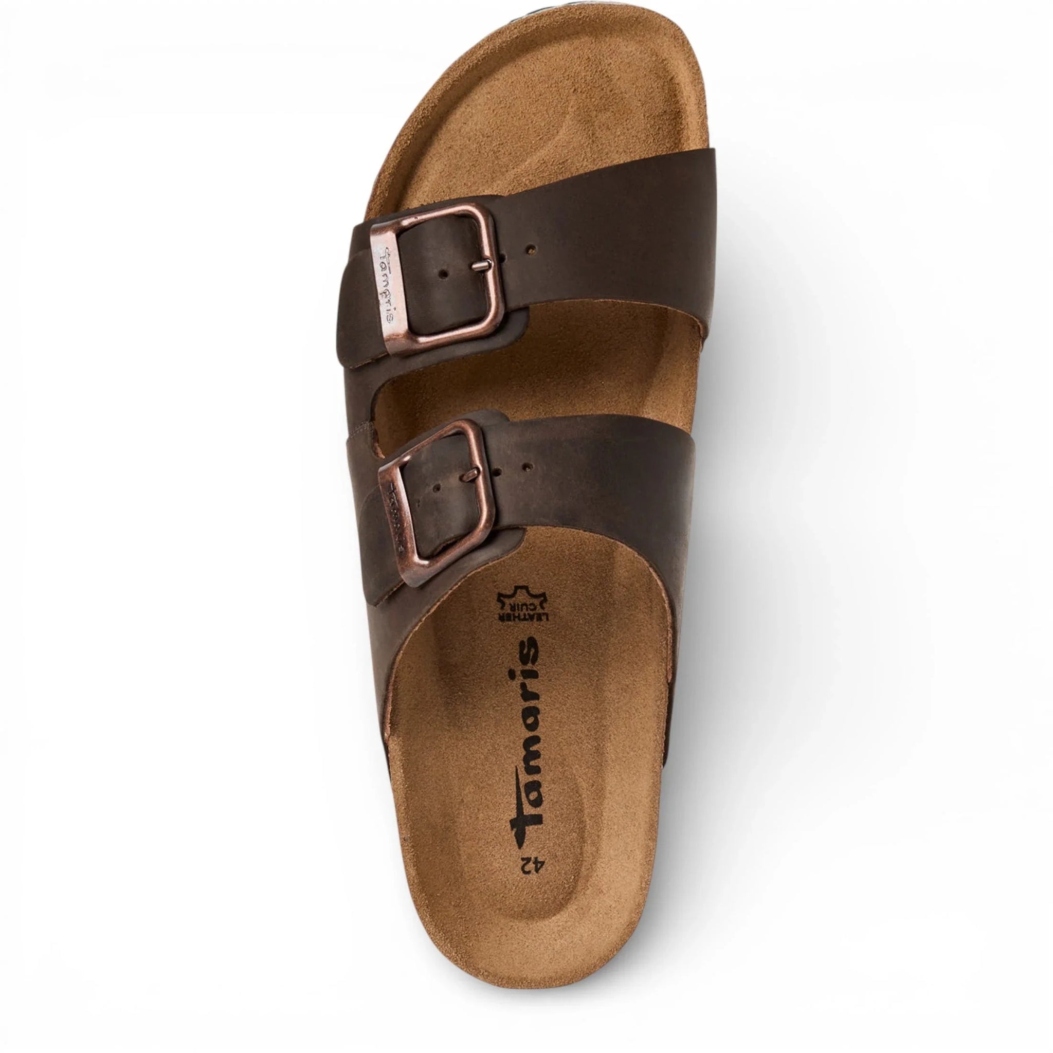 Braune Herren-Sandalen aus Leder zum Hineinschlüpfen mit Fußbett