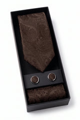 Geschenkset für Herrenkrawatten mit braunem Paisley-Muster