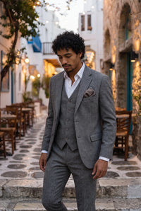 Einstecktuch für Herren aus braunem Tweed-Wollmischgewebe