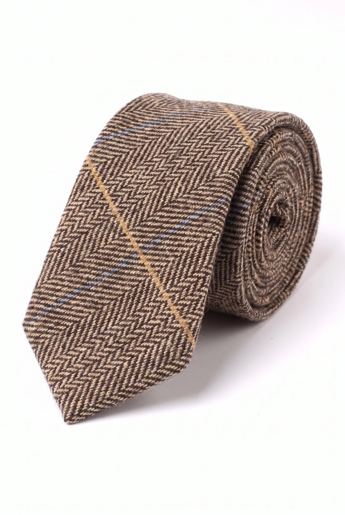Braune Herrenkrawatte aus Wollmischung und Tweed