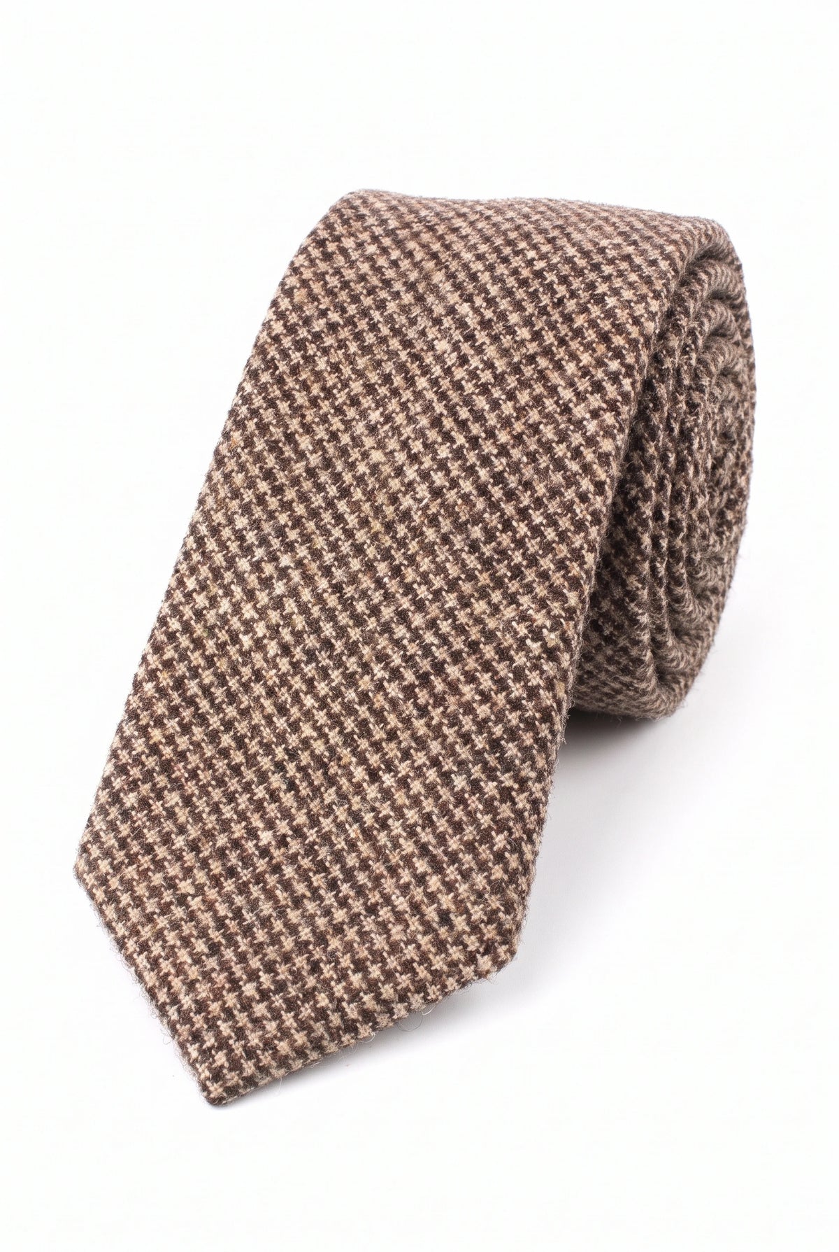 Braune Herrenkrawatte aus Wollmischung und Tweed