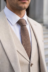Braune Herrenkrawatte aus Wollmischung und Tweed