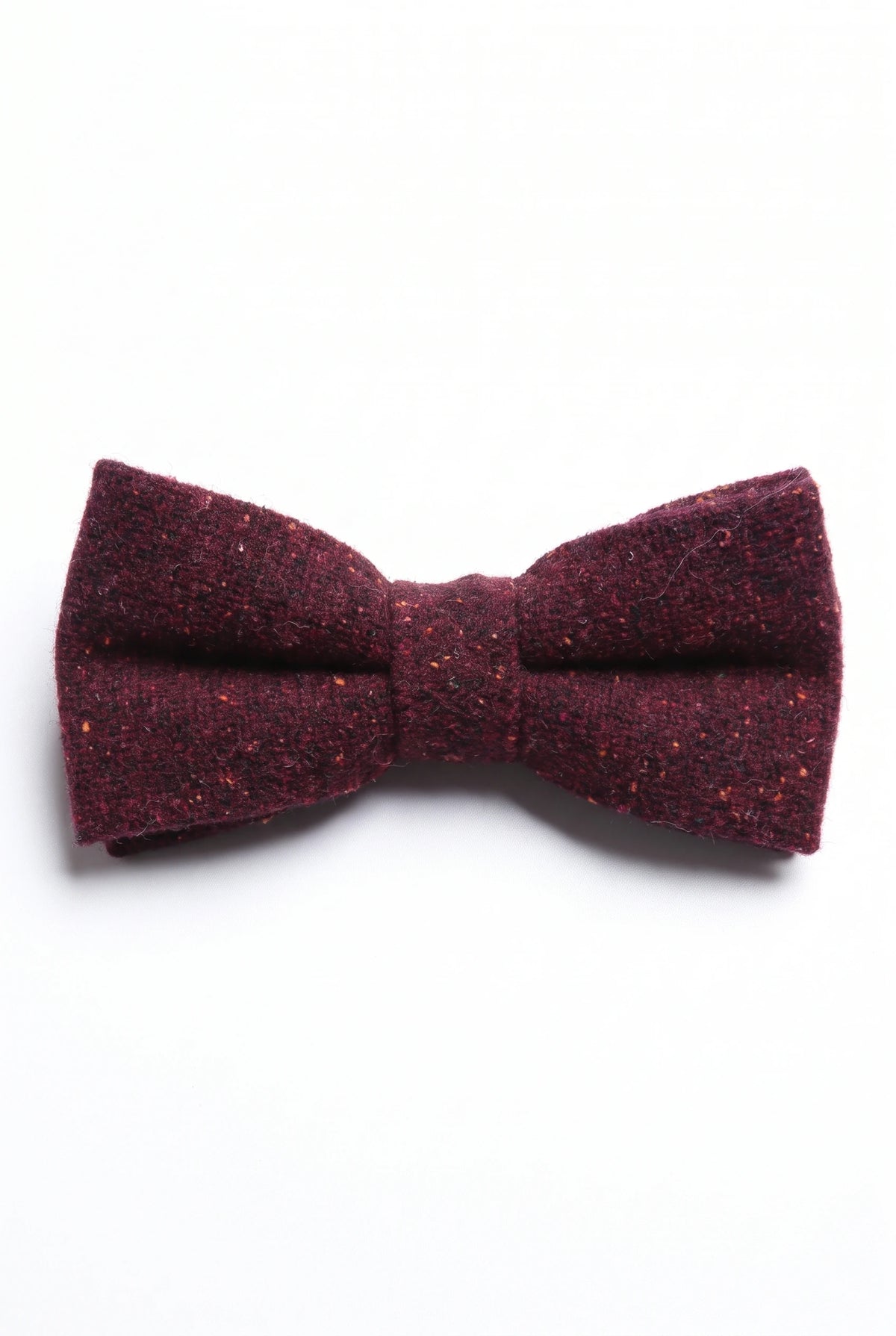 Herrenfliege aus burgunderrotem Tweed-Wollmischgewebe