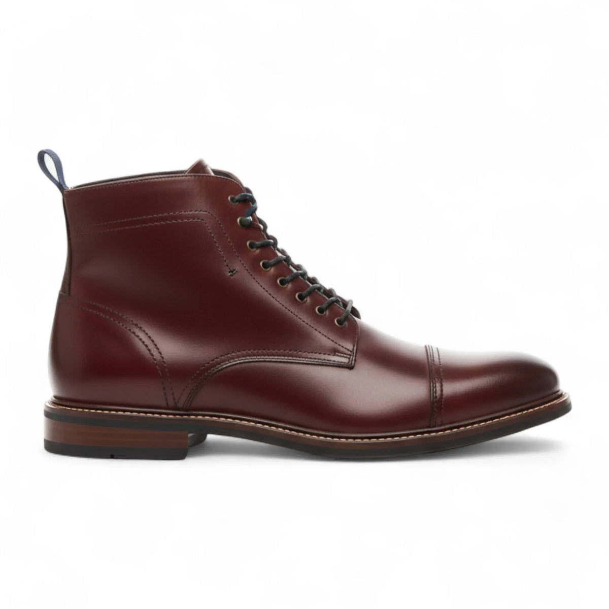 Herren-Ankle-Boots „Balmoral“ aus burgunderrotem Leder mit Kappe