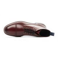 Herren-Ankle-Boots „Balmoral“ aus burgunderrotem Leder mit Kappe